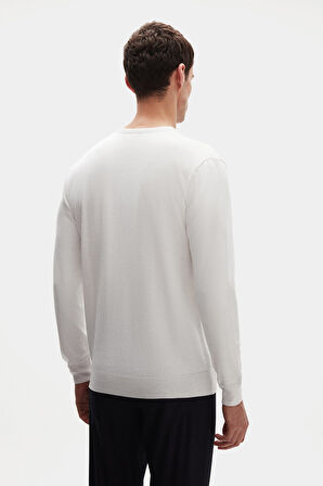 Ds Damat Regular Fit Ekru Tüylenme Yapmayan Bisiklet Yaka Pamuklu Triko Kazak