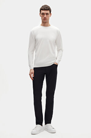 Ds Damat Regular Fit Ekru Tüylenme Yapmayan Bisiklet Yaka Pamuklu Triko Kazak