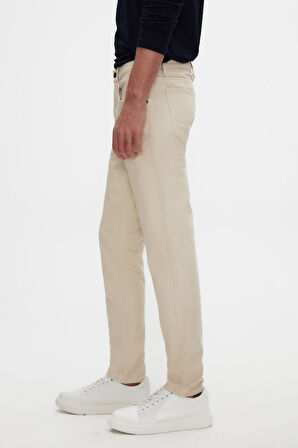 Ds Damat Comfort Fit Ekru Düz Jean Kot Beş Cepli Likralı Yıkamalı Denim Pantolon