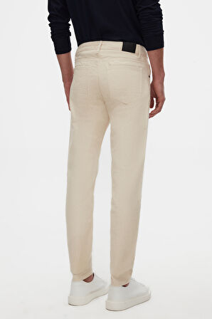 Ds Damat Comfort Fit Ekru Düz Jean Kot Beş Cepli Likralı Yıkamalı Denim Pantolon