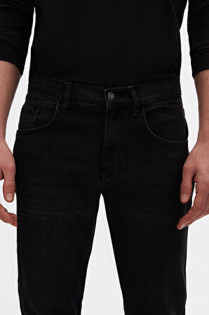 Ds Damat Comfort Fit Siyah Düz Jean Kot Beş Cepli Likralı Yıkamalı Denim Pantolon