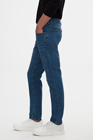 Ds Damat Comfort Fit Mavi Düz Jean Kot Beş Cepli Likralı Yıkamalı Denim Pantolon