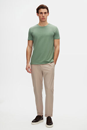 Ds Damat Slim Fit Yeşil Bisiklet Yaka %100 Pamuklu Nefes Alabilen T-Shirt