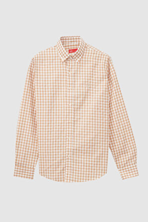 Ds Damat Slim Fit Camel Pamuk Karışımlı 2'Li Bisiklet Yaka Triko Ve Gömlek