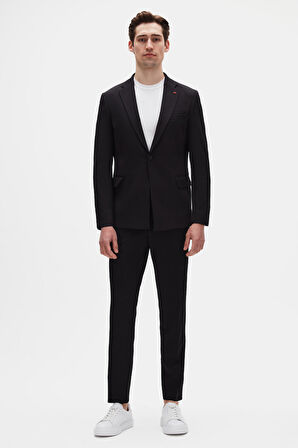 Twn Slim Fit Siyah Fitilli Örme Takim Elbise