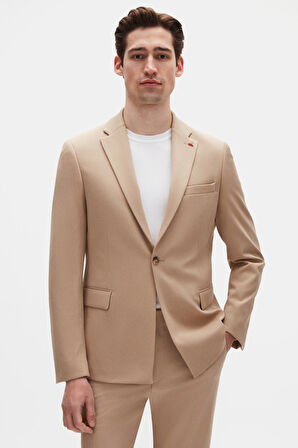 Twn Slim Fit Bej Fitilli Örme Takim Elbise