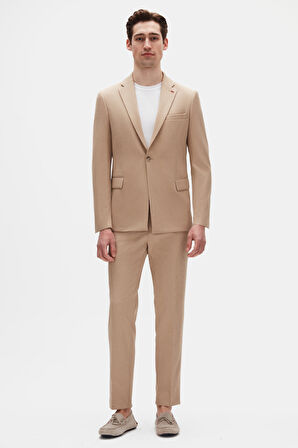 Twn Slim Fit Bej Fitilli Örme Takim Elbise