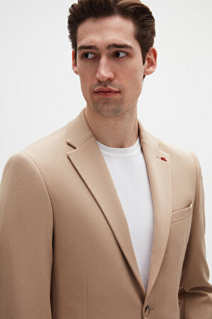 Twn Slim Fit Bej Fitilli Örme Takim Elbise