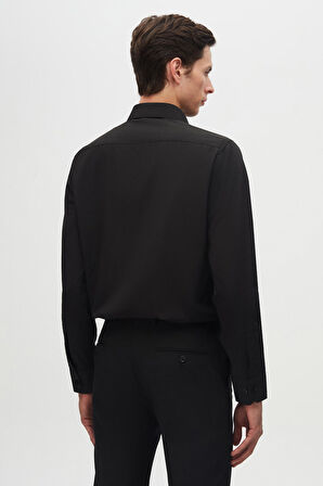 Ds Damat Slim Fit Siyah/Beyaz İtalyan Yaka Kolay Ütülenebilir 2'Li Gömlek