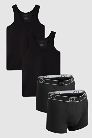 Ds Damat Siyah %100 Pamuk 2'Li Atlet Boxer Takim