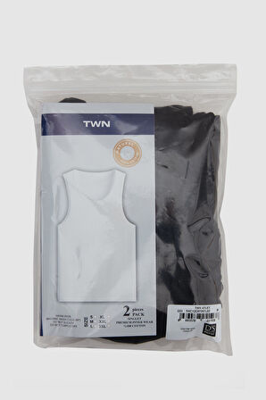 Twn Siyah Standart Fit Nefes Alabilen Teri Emen %100 Pamuklu 6'Lı Atlet 1HC12ORTATL06