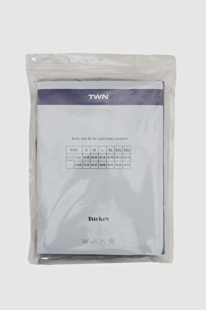 Twn Gri Standart Fit Nefes Alabilen Teri Emen  6'Lı Atlet 1HC12ORTATL06