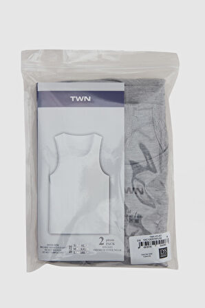 Twn Gri Standart Fit Nefes Alabilen Teri Emen  6'Lı Atlet 1HC12ORTATL06