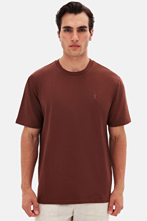 Twn Slim Fit Kahverengi Baskılı T-Shirt