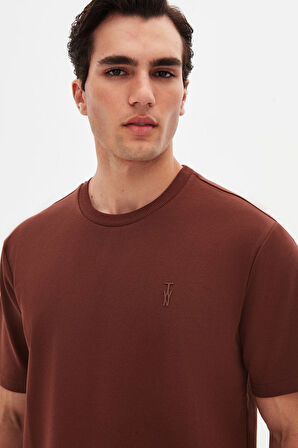 Twn Slim Fit Kahverengi Baskılı T-Shirt