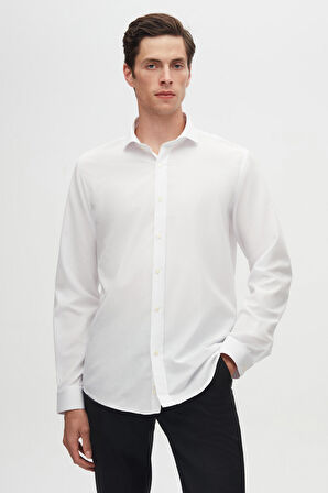 Ds Damat Slim Fit Gri/Beyaz İtalyan Yaka Kolay Ütülenebilir 2'Li Gömlek