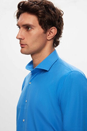 Ds Damat Slim Fit Mavi/Açık Mavi İtalyan Yaka Kolay Ütülenebilir 2'Li Gömlek