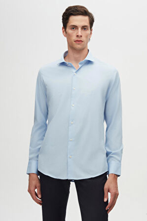 Ds Damat Slim Fit Mavi/Açık Mavi İtalyan Yaka Kolay Ütülenebilir 2'Li Gömlek