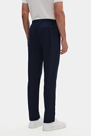 Ds Damat Slim Fit Açık Lacivert Beli Lastikli İpli Fermuarlı Likralı Rahat Jogger Pantolon
