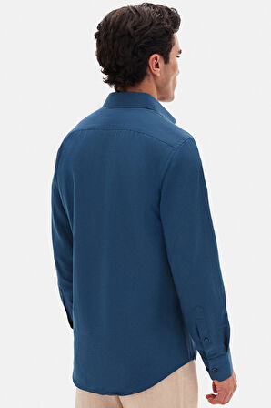 Ds Damat Slim Fit Petrol Yeşili Klasik Kravatlık Uzun Kol Kolay Ütülenebilir Gömlek