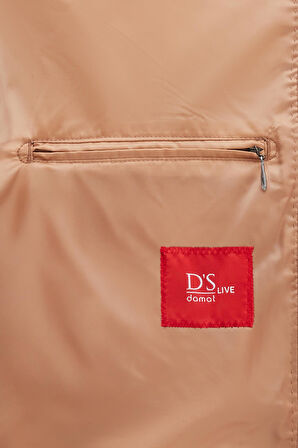 Ds Damat Regular Fit Koyu Bej Mono Yaka Kaşe Kaban
