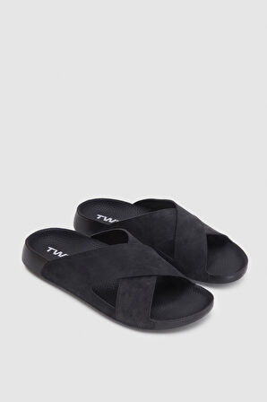 Twn Siyah Çapraz Bant Terlik