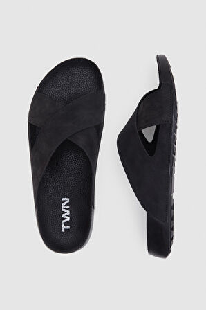 Twn Siyah Çapraz Bant Terlik