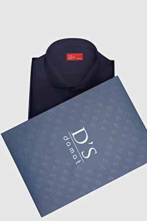Damat Slim Fit Lacivert Kutulu Gömlek