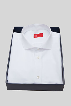 Ds Damat Slim Fit Beyaz İtalyan Yaka Dar Kesim Klasik Kravatlık Uzun Kol Kolay Ütülenebilir Gömlek
