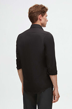 Ds Damat Slim Fit Siyah/Haki İtalyan Yaka Kolay Ütülenebilir 2'Li Gömlek