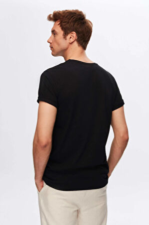 Ds Damat Slim Fit Siyah 3'Lü Set V Yaka T-Shirt