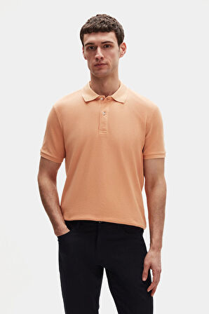 Ds Damat Regular Fit Açık Turkuaz/Kayısı/Gri Pike Dokulu %100 Pamuk Polo Yaka T-Shirt