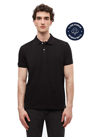 Ds Damat Slim Fit Siyah Kutulu Polo Yaka T-Shirt 4HC14ORTKPLO1