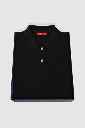 Ds Damat Slim Fit Siyah Kutulu Polo Yaka T-Shirt 4HC14ORTKPLO1