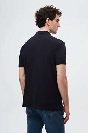 Ds Damat Slim Fit Lacivert Kutulu Polo Yaka T-Shirt 4HC14ORTKPLO1