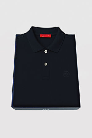 Ds Damat Slim Fit Lacivert Kutulu Polo Yaka T-Shirt 4HC14ORTKPLO1