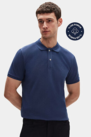 Ds Damat Slim Fit Indigo Kutulu Polo Yaka T-Shirt 4HC14ORTKPLO1