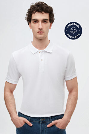 Ds Damat Slim Fit Beyaz Kutulu Polo Yaka T-Shirt 4HC14ORTKPLO1