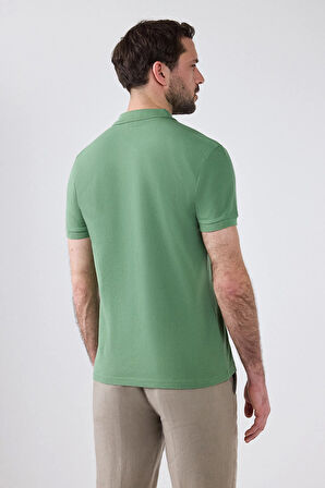 Ds Damat Slim Fit Yeşil Kutulu Polo Yaka T-Shirt