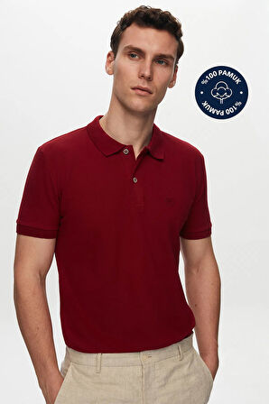 Ds Damat Slim Fit Bordo Kutulu Polo Yaka T-Shirt