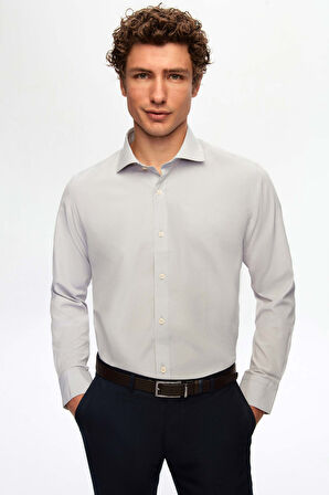 Ds Damat Slim Fit Gri Italyan Yaka Kolay Ütülenebilir 2'li Gömlek 2HF02ORTBN86