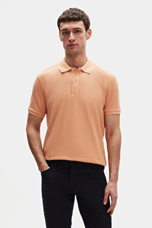 Ds Damat Regular Fit Kiremit/kayısı/beyaz Pike Dokulu %100 Pamuk Polo Yaka T-Shirt 6HC14ORTBN510