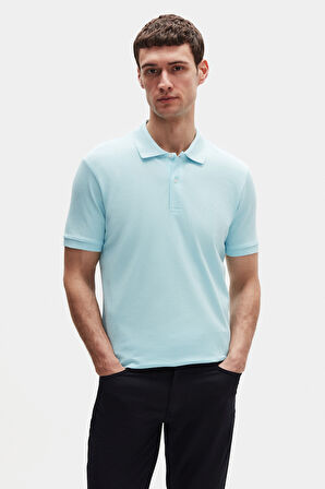 Ds Damat Regular Fit Açık Turkuaz/kayısı/beyaz Pike Dokulu %100 Pamuk Polo Yaka T-Shirt 6HC14ORTBN510