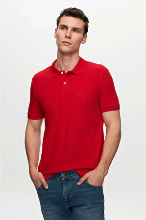 Ds Damat Regular Fit Kırmızı/kayısı/açık Turkuaz Pike Dokulu %100 Pamuk Polo Yaka T-Shirt 6HC14ORTBN510