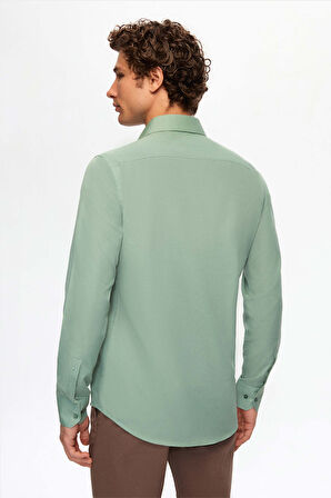 Ds Damat Slim Fit Yeşil/beyaz Italyan Yaka Kolay Ütülenebilir 2'li Gömlek 2HF02ORTBN86