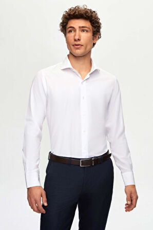 Ds Damat Slim Fit Kahverengi/Beyaz İtalyan Yaka Kolay Ütülenebilir 2'Li Gömlek