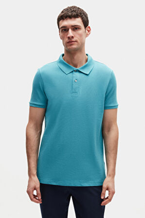 Ds Damat Regular Fit Turkuaz/açık Sarı/beyaz Pike Dokulu %100 Pamuk Polo Yaka T-Shirt 6HC14ORTBN510