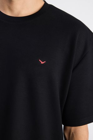 Ds Damat Comfort Fit Siyah Bisiklet Yaka Viskonlu Tişört