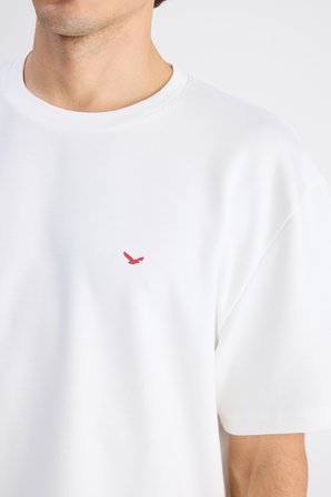Ds Damat Comfort Fit Ekru Bisiklet Yaka Viskonlu Tişört