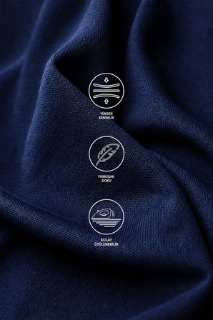 Ds Damat Comfort Lacivert Bisiklet Yaka T-Shirt